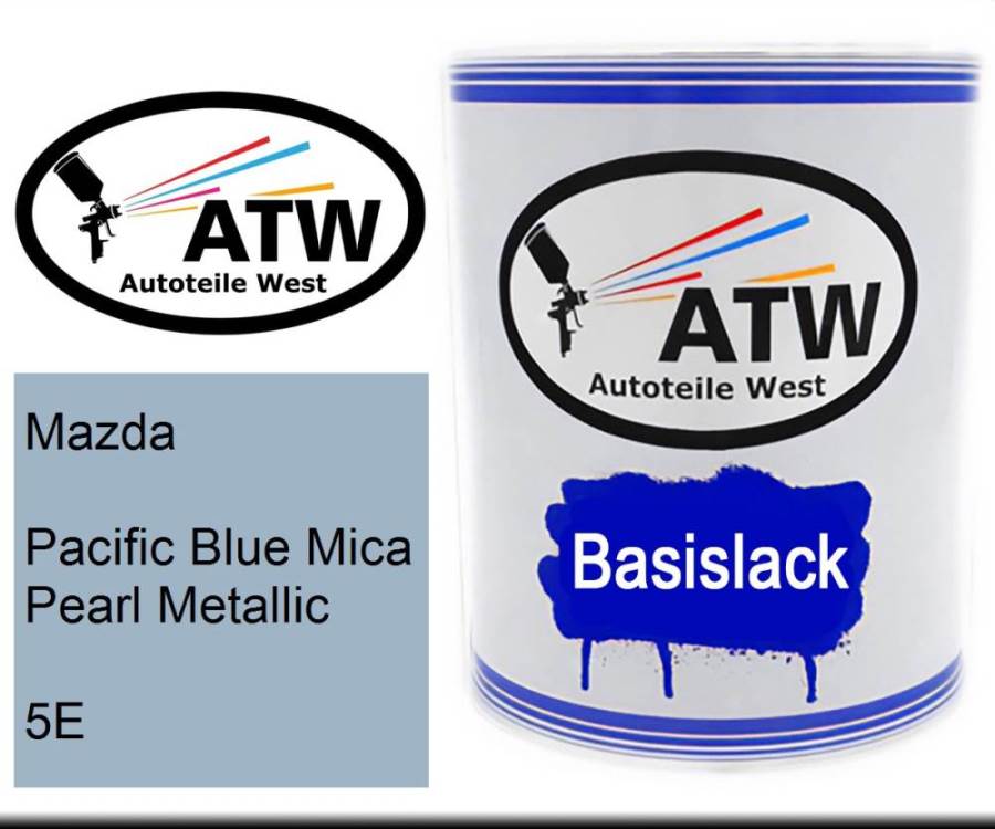 Mazda, Pacific Blue Mica Pearl Metallic, 5E: 1L Lackdose, von ATW Autoteile West.